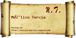 Málics Tercia névjegykártya